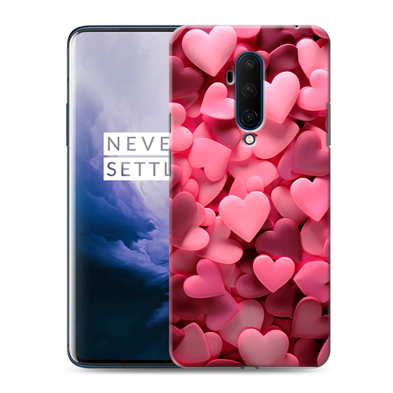 Пластиковый чехол на OnePlus 7T Pro с принтом розовые сердечки Пластиковый чехол на OnePlus 7T Pro с принтом розовые сердечки
