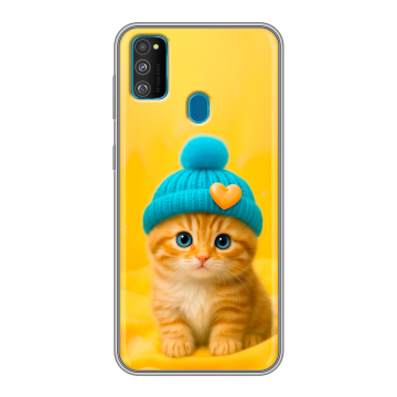 Силиконовый чехол на Samsung Galaxy M30s с принтом Котенок в шапке Силиконовый чехол на Samsung Galaxy M30s с принтом Котенок в шапке