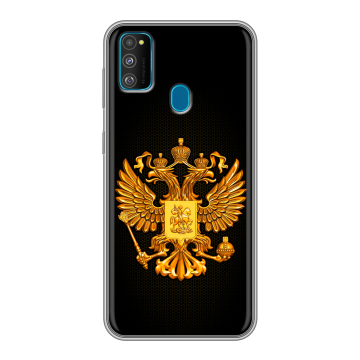 Силиконовый чехол на Samsung Galaxy M30s с принтом Герб России желтый Силиконовый чехол на Samsung Galaxy M30s с принтом Герб России желтый
