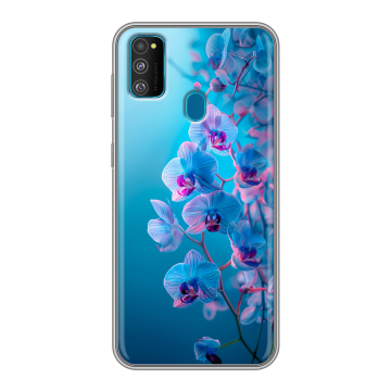 Силиконовый чехол на Samsung Galaxy M30s с принтом голубые орхидеи Силиконовый чехол на Samsung Galaxy M30s с принтом голубые орхидеи