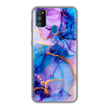 Силиконовый чехол на Samsung Galaxy M30s с принтом синий мрамор Силиконовый чехол на Samsung Galaxy M30s с принтом синий мрамор