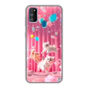 Силиконовый чехол на Samsung Galaxy M30s с принтом милые котики Силиконовый чехол на Samsung Galaxy M30s с принтом милые котики