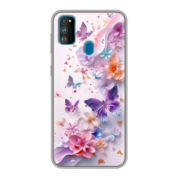 Силиконовый чехол на Samsung Galaxy M30s с принтом цветы бабочки Силиконовый чехол на Samsung Galaxy M30s с принтом цветы бабочки