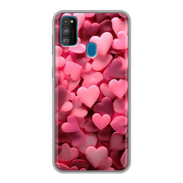 Силиконовый чехол на Samsung Galaxy M30s с принтом розовые сердечки Силиконовый чехол на Samsung Galaxy M30s с принтом розовые сердечки