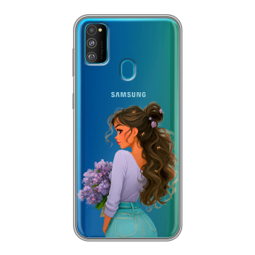 Силиконовый чехол на Samsung Galaxy M30s с принтом девушка цветы Силиконовый чехол на Samsung Galaxy M30s с принтом девушка цветы