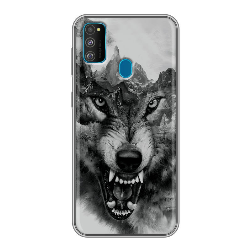 Силиконовый противоударный чехол на Samsung Galaxy M30s с принтом Волк Силиконовый противоударный чехол на Samsung Galaxy M30s с принтом Волк