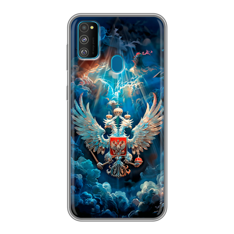 Силиконовый чехол на Samsung Galaxy M30s с принтом Герб флаг России Силиконовый чехол на Samsung Galaxy M30s с принтом Герб флаг России