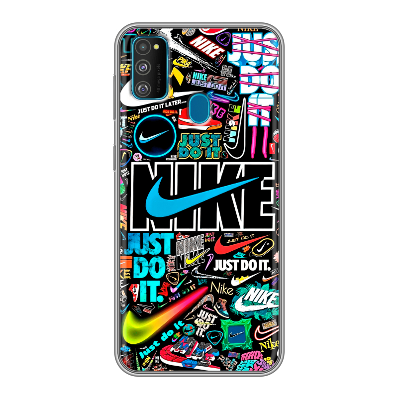 Силиконовый чехол на Samsung Galaxy M30s с принтом найк nike черный Силиконовый чехол на Samsung Galaxy M30s с принтом найк nike черный