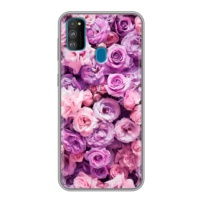 Силиконовый чехол на Samsung Galaxy M30s с принтом лавандовые розы Силиконовый чехол на Samsung Galaxy M30s с принтом лавандовые розы