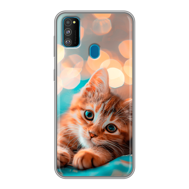 Силиконовый противоударный чехол на Samsung Galaxy M30s с принтом котик Силиконовый противоударный чехол на Samsung Galaxy M30s с принтом котик