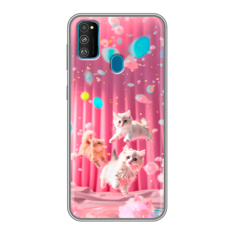 Силиконовый противоударный чехол на Samsung Galaxy M30s с принтом милые котики Силиконовый противоударный чехол на Samsung Galaxy M30s с принтом милые котики