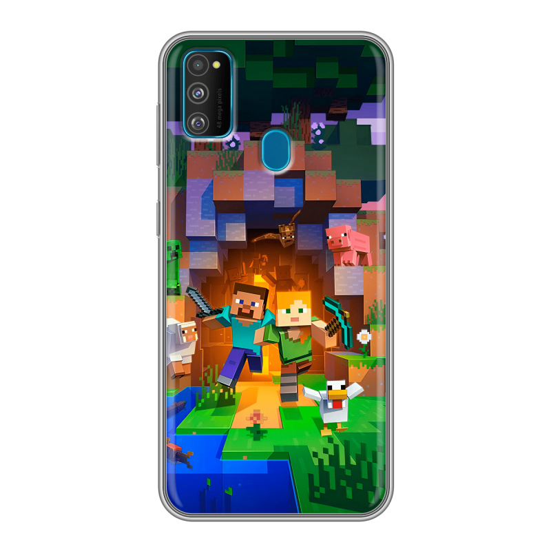 Силиконовый противоударный чехол на Samsung Galaxy M30s с принтом Майнкрафт Minecraft Силиконовый противоударный чехол на Samsung Galaxy M30s с принтом Майнкрафт Minecraft