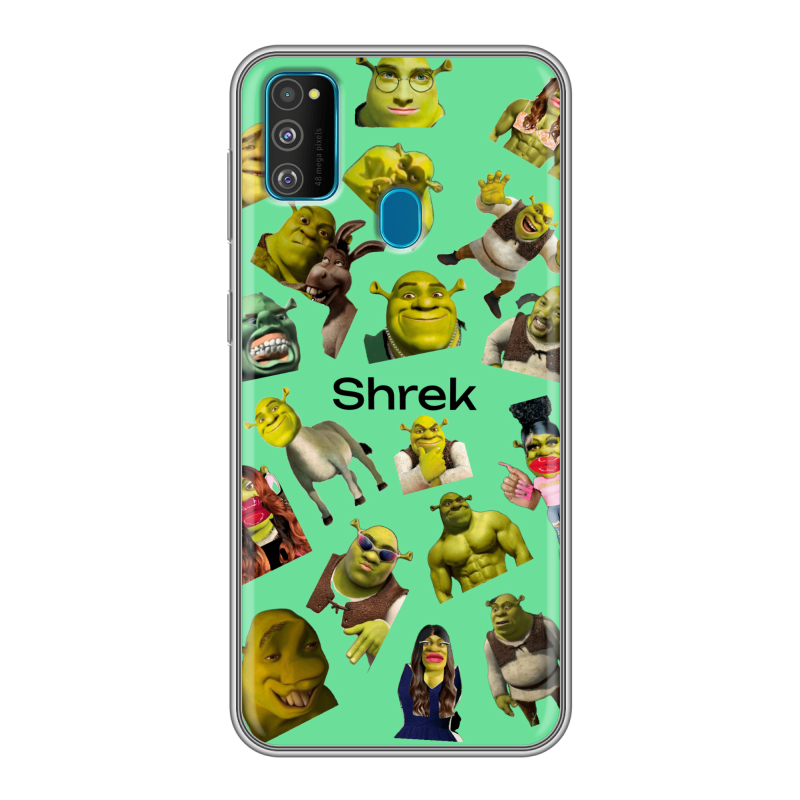 Силиконовый противоударный чехол на Samsung Galaxy M30s с принтом Шрек Shrek Силиконовый противоударный чехол на Samsung Galaxy M30s с принтом Шрек Shrek