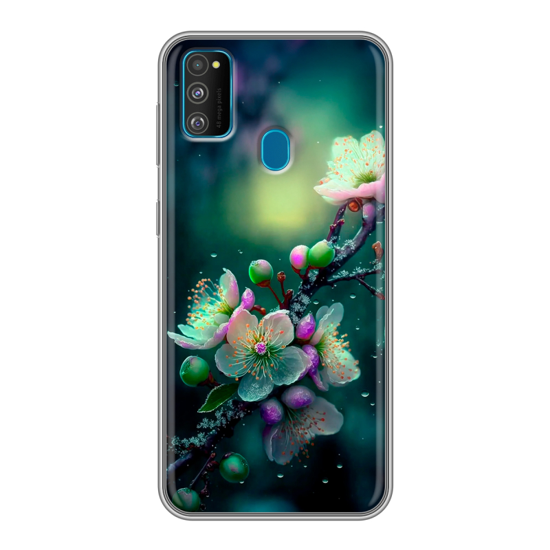 Силиконовый чехол на Samsung Galaxy M30s с принтом Цветы и мрамор Силиконовый чехол на Samsung Galaxy M30s с принтом Цветы и мрамор