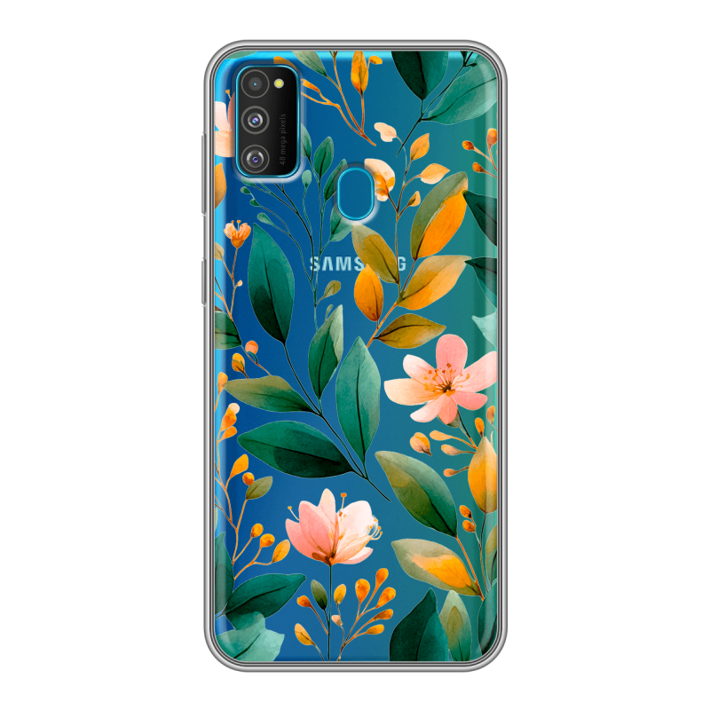 Силиконовый чехол на Samsung Galaxy M30s с принтом Цветы паттерн Силиконовый чехол на Samsung Galaxy M30s с принтом Цветы паттерн