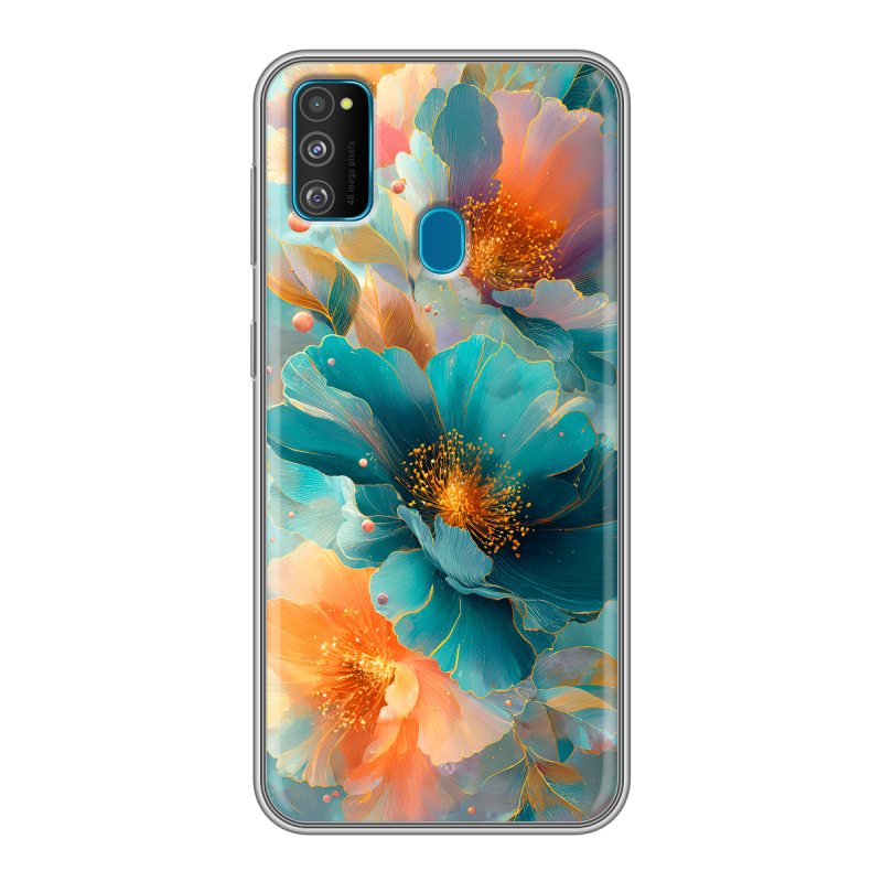 Силиконовый противоударный чехол на Samsung Galaxy M30s с принтом Цветы Силиконовый противоударный чехол на Samsung Galaxy M30s с принтом Цветы