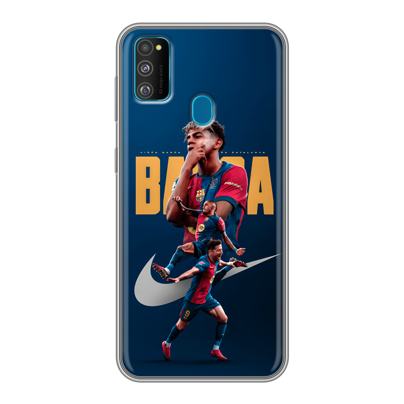 Силиконовый противоударный чехол на Samsung Galaxy M30s с принтом Барселона Barca Yamal Силиконовый противоударный чехол на Samsung Galaxy M30s с принтом Барселона Barca Yamal
