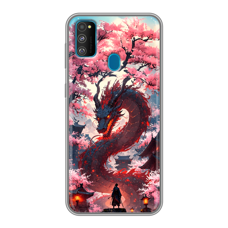 Силиконовый чехол на Samsung Galaxy M30s с принтом Дракон Японский Силиконовый чехол на Samsung Galaxy M30s с принтом Дракон Японский