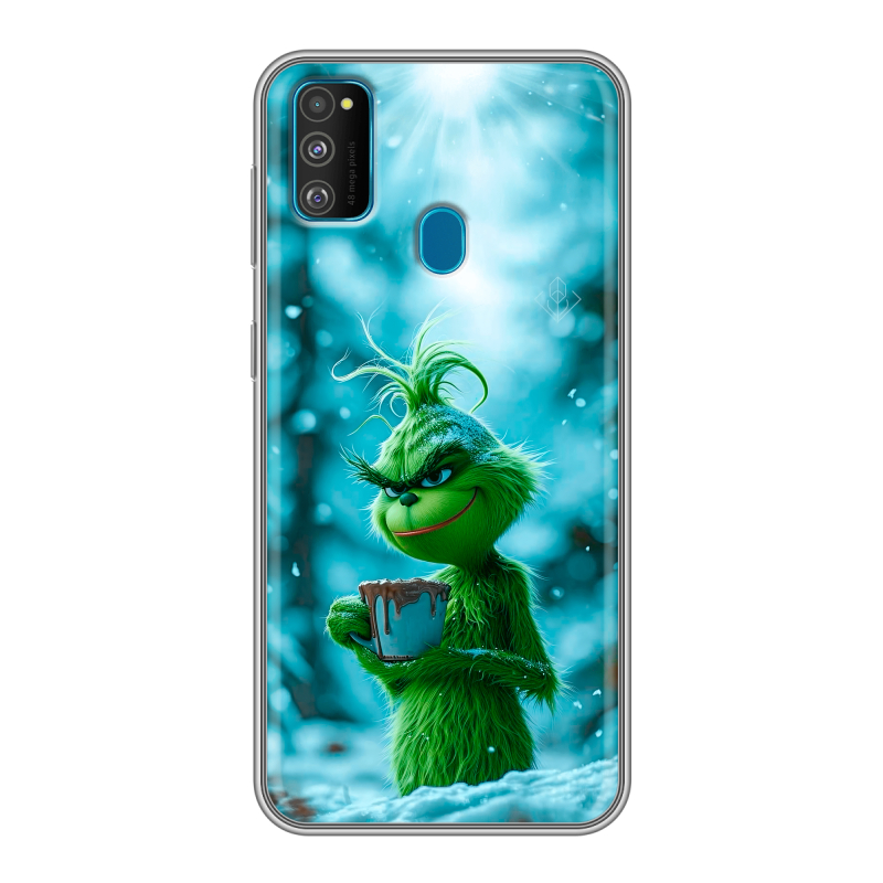 Силиконовый противоударный чехол на Samsung Galaxy M30s с принтом Новый год гринч Силиконовый противоударный чехол на Samsung Galaxy M30s с принтом Новый год гринч