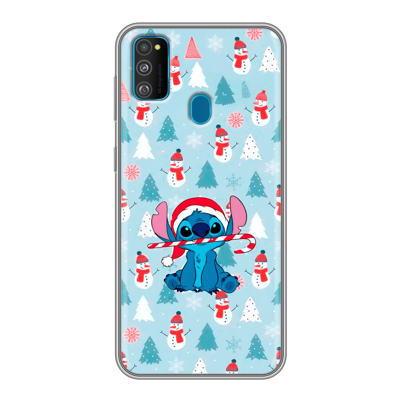 Силиконовый противоударный чехол на Samsung Galaxy M30s с принтом Стич Новый год Силиконовый противоударный чехол на Samsung Galaxy M30s с принтом Стич Новый год