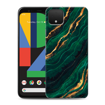Силиконовый чехол на Google Pixel 4 XL с принтом Мрамор зеленое золото