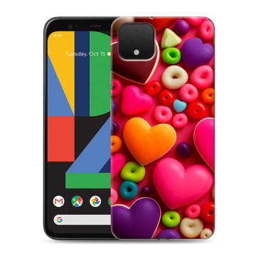 Силиконовый чехол на Google Pixel 4 XL с принтом Сердечки