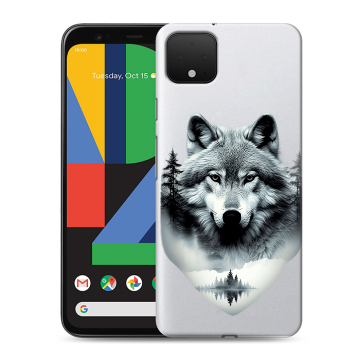 Силиконовый чехол на Google Pixel 4 XL с принтом Волк в лесу Силиконовый чехол на Google Pixel 4 XL с принтом Волк в лесу