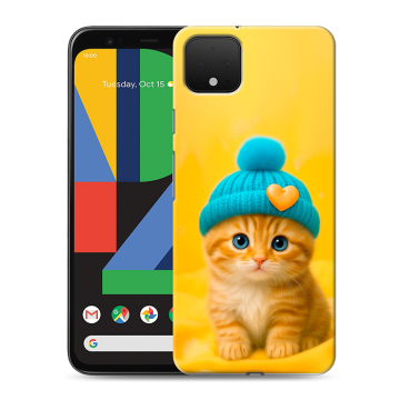 Силиконовый чехол на Google Pixel 4 XL с принтом Котенок в шапке