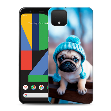 Силиконовый чехол на Google Pixel 4 XL с принтом Мопс в шапке Силиконовый чехол на Google Pixel 4 XL с принтом Мопс в шапке
