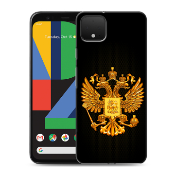 Силиконовый чехол на Google Pixel 4 XL с принтом Герб России желтый