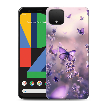 Силиконовый чехол на Google Pixel 4 XL с принтом бабочки и лаванда