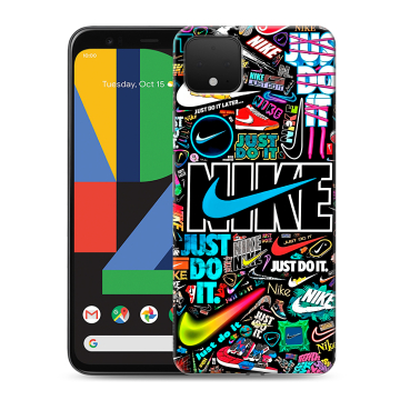 Силиконовый чехол на Google Pixel 4 XL с принтом найк nike черный Силиконовый чехол на Google Pixel 4 XL с принтом найк nike черный