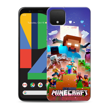 Силиконовый чехол на Google Pixel 4 XL с принтом Майнкрафт Minecraft Силиконовый чехол на Google Pixel 4 XL с принтом Майнкрафт Minecraft