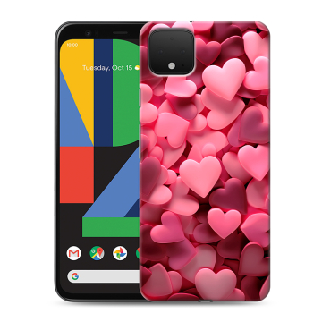 Силиконовый чехол на Google Pixel 4 XL с принтом розовые сердечки Силиконовый чехол на Google Pixel 4 XL с принтом розовые сердечки