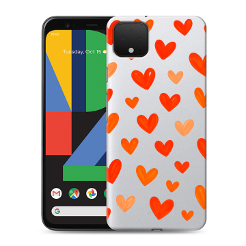 Силиконовый чехол на Google Pixel 4 XL с принтом Сердечки