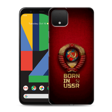 Силиконовый чехол на Google Pixel 4 XL с принтом Флаг Герб СССР
