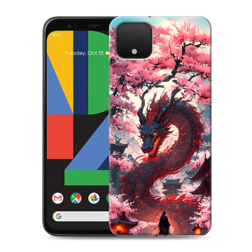 Силиконовый чехол на Google Pixel 4 XL с принтом Дракон Японский