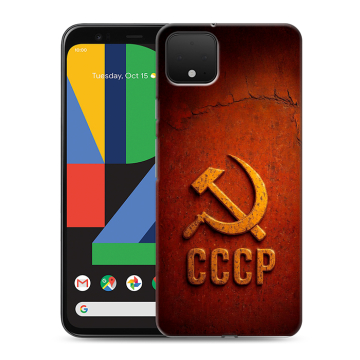 Силиконовый чехол на Google Pixel 4 XL с принтом Флаг Герб СССР Силиконовый чехол на Google Pixel 4 XL с принтом Флаг Герб СССР
