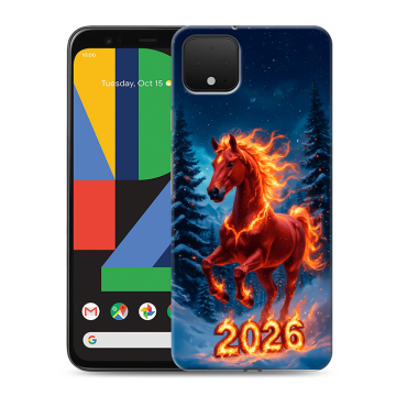 Силиконовый чехол на Google Pixel 4 XL с принтом Новый год коня