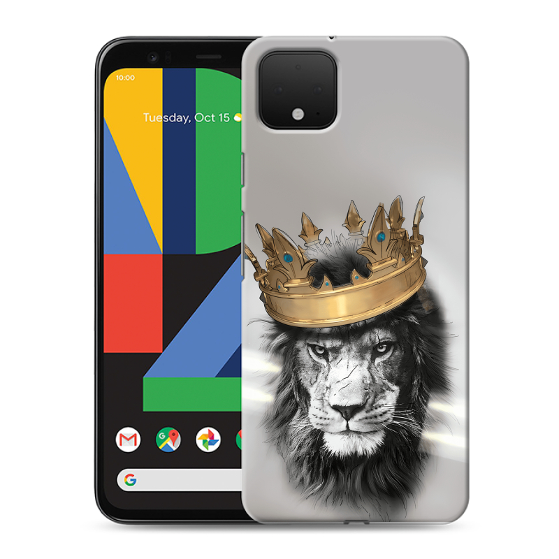 Пластиковый чехол на Google Pixel 4 XL с принтом Лев с короной Пластиковый чехол на Google Pixel 4 XL с принтом Лев с короной