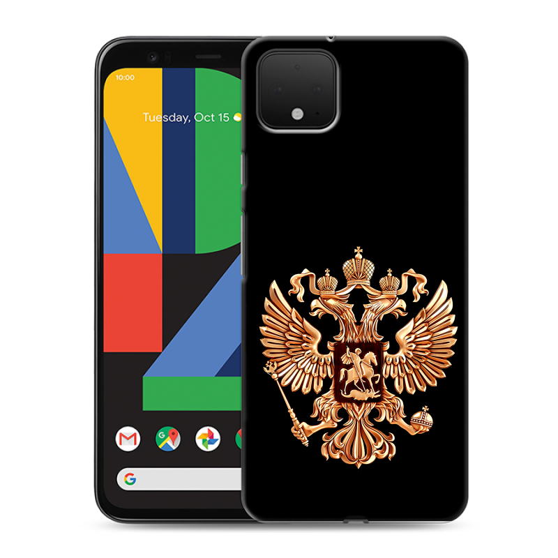 Пластиковый чехол на Google Pixel 4 XL с принтом Герб России золотой Пластиковый чехол на Google Pixel 4 XL с принтом Герб России золотой