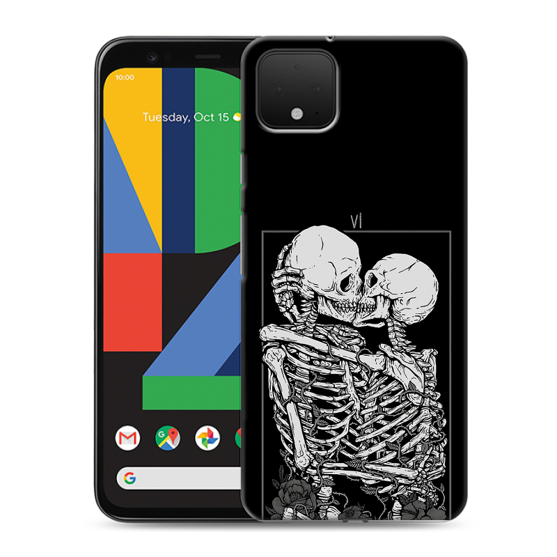 Силиконовый чехол на Google Pixel 4 XL с принтом Поцелуй скелетов Силиконовый чехол на Google Pixel 4 XL с принтом Поцелуй скелетов