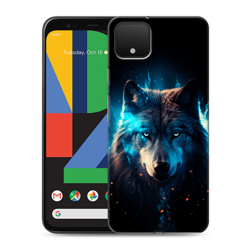 Силиконовый чехол на Google Pixel 4 XL с принтом Волк ночной Силиконовый чехол на Google Pixel 4 XL с принтом Волк ночной