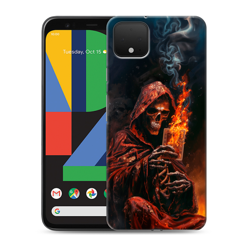 Силиконовый чехол на Google Pixel 4 XL с принтом Скелет и карты Силиконовый чехол на Google Pixel 4 XL с принтом Скелет и карты