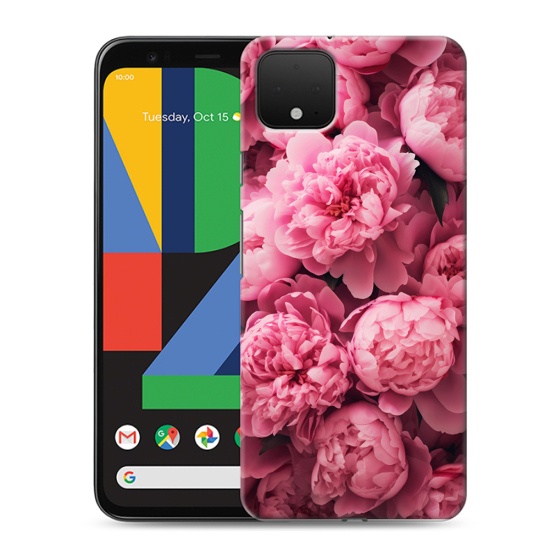 Силиконовый чехол на Google Pixel 4 XL с принтом цветы пионы Силиконовый чехол на Google Pixel 4 XL с принтом цветы пионы