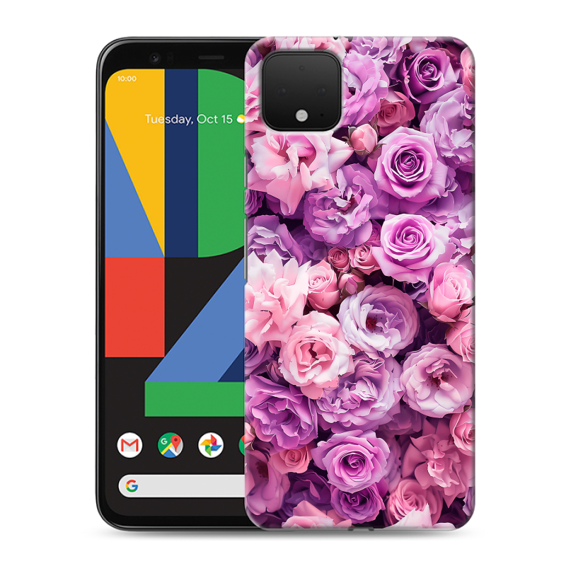 Пластиковый чехол на Google Pixel 4 XL с принтом лавандовые розы Пластиковый чехол на Google Pixel 4 XL с принтом лавандовые розы