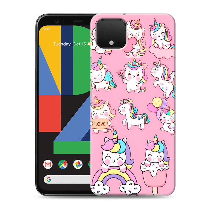 Силиконовый чехол на Google Pixel 4 XL с принтом Единороги и радуга Силиконовый чехол на Google Pixel 4 XL с принтом Единороги и радуга