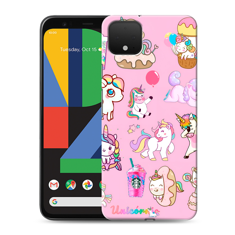 Пластиковый чехол на Google Pixel 4 XL с принтом розовые единороги Пластиковый чехол на Google Pixel 4 XL с принтом розовые единороги