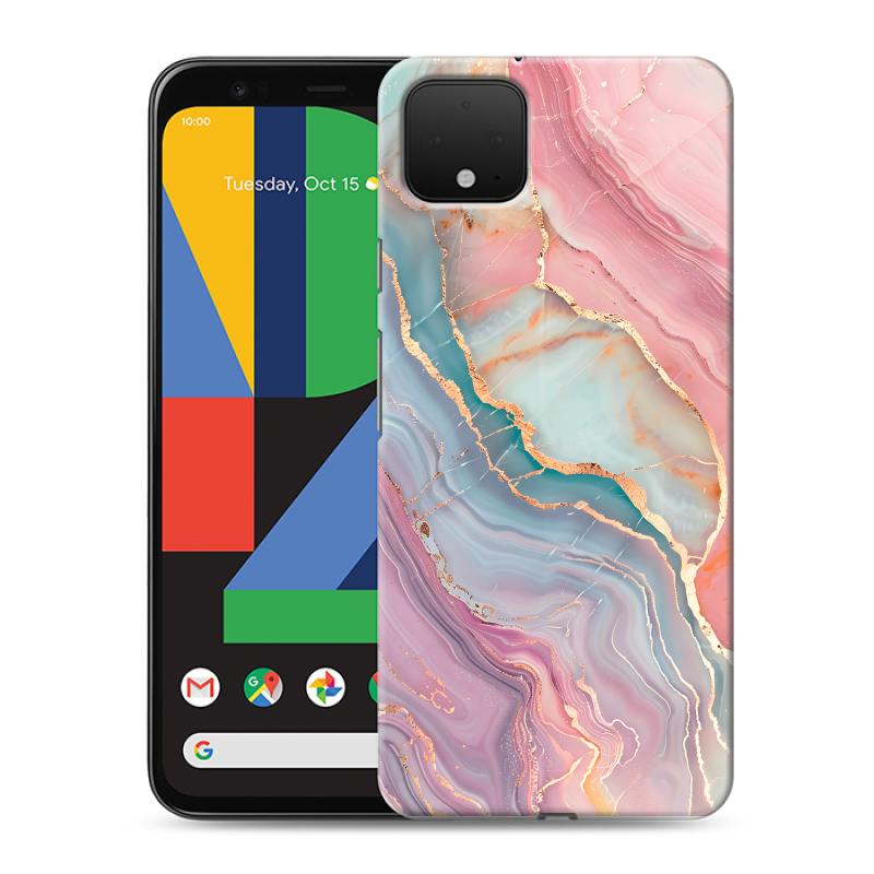Силиконовый чехол на Google Pixel 4 XL с принтом розовый мрамор Силиконовый чехол на Google Pixel 4 XL с принтом розовый мрамор
