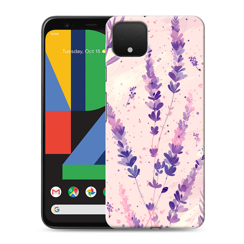 Силиконовый чехол на Google Pixel 4 XL с принтом цветы лаванда Силиконовый чехол на Google Pixel 4 XL с принтом цветы лаванда